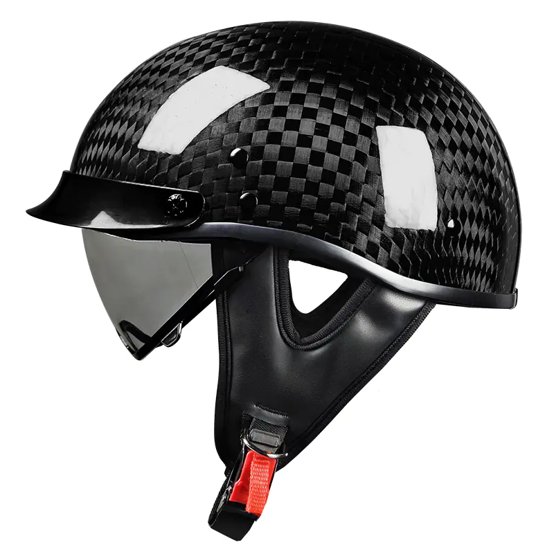 805 Carbon Fiber Half Face Motorcycle Helmet Retro Motocross Helmet para sa Paglilibot at Karera