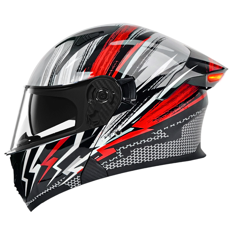 K9 LED Intelligence Safety Taillight Motorcycle Helmet DOT Certified Flip Up Helmet
